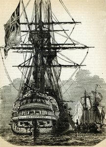 Napoleon se vzdává kapitánu Maitlandovi v roce 1808 na palubě Bellerophonu od English School